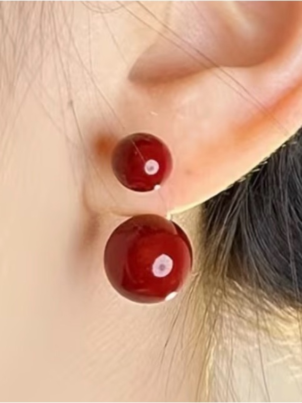 Red Pearl Double Earrings*